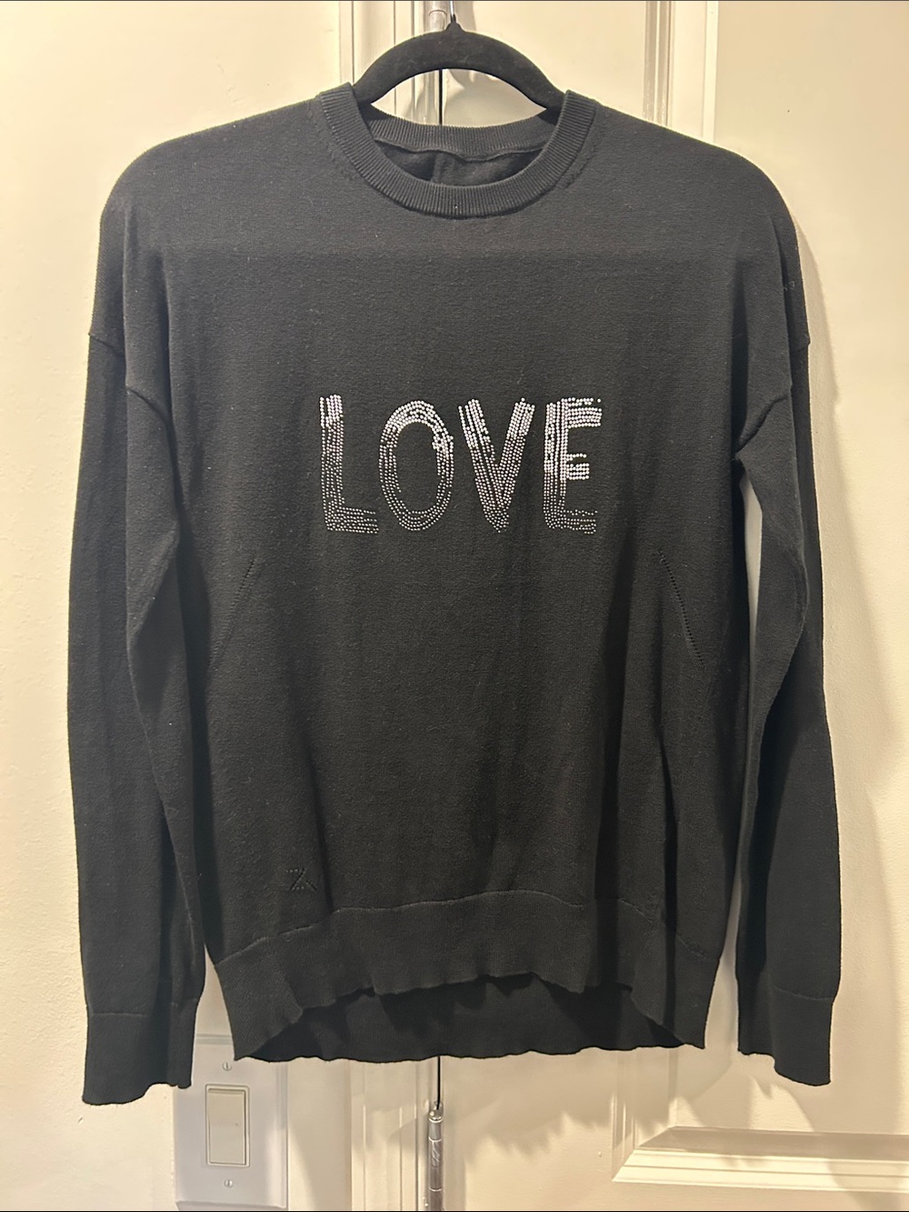 Zadig & Voltaire Black Crewneck Sweatshirt with 'LOVE' Sequin Detail
